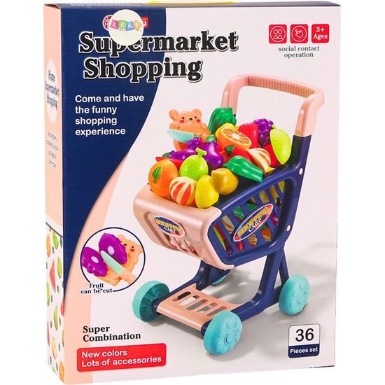 Nákupní košík se zeleninou a ovocem, tmavě modrá