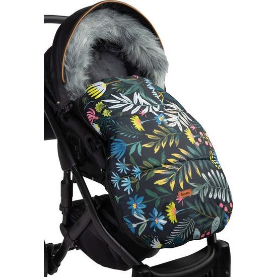 Sensillo Zimní fusak do kočárku Olaf černý květy