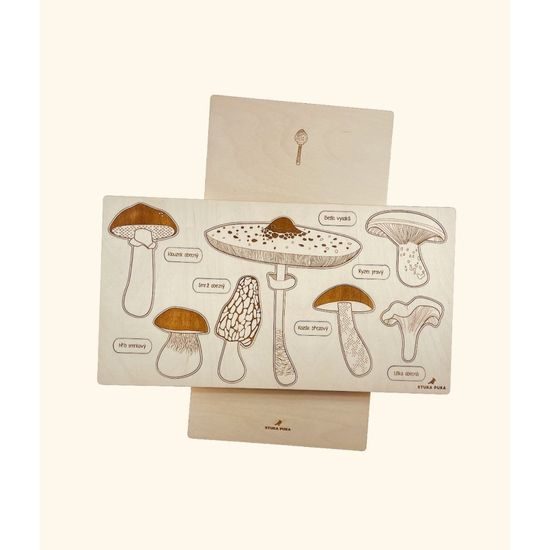 Houby - dřevěné edukativní puzzle - SLOVENSKÁ VERZE