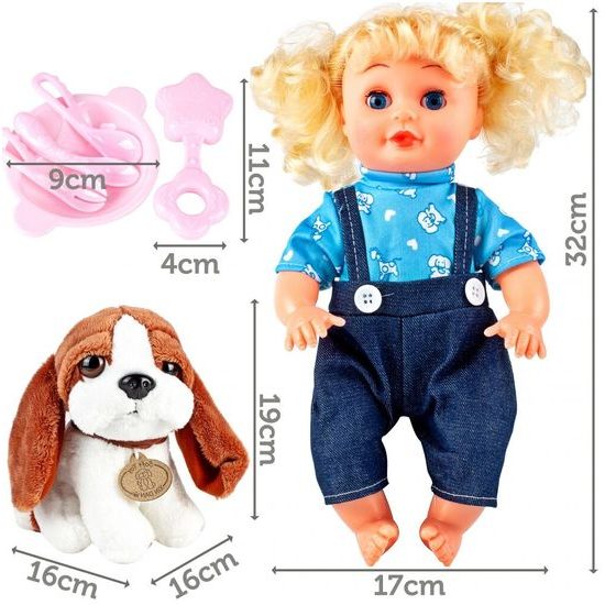 Mluvící panenka s oblečením a pejskem My Baby 32 cm