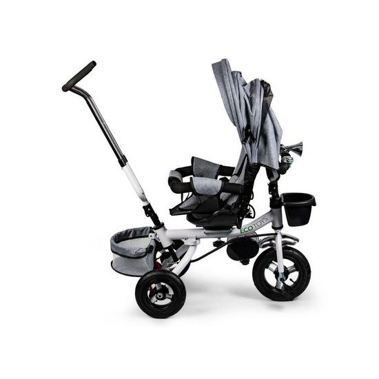 Ecotoys dětská tříkolka s otočným sedadlem a nafukovacími koly Rotage šedá