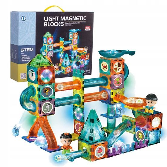 Doris magnetická svítící stavebnice se skluzavkou Light Magnetic 150 dílů