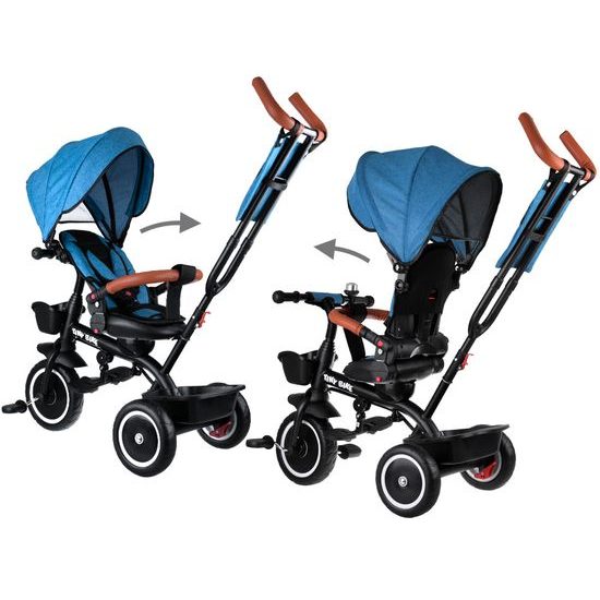 Dětská tříkolka Tiny Bike s otočným sedadlem 3v1 zeleno-modrá