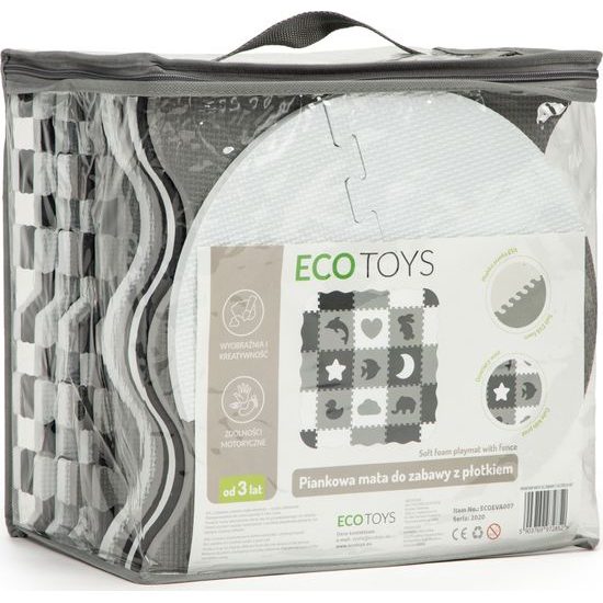 Ecotoys XXL pěnová puzzle hrací deka Happy Gray