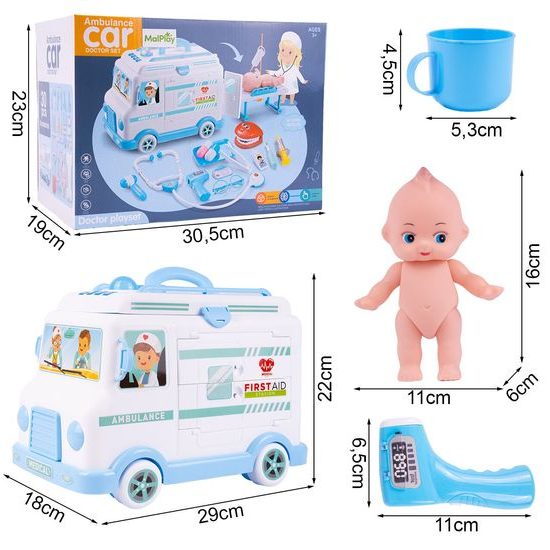 Rozkládací sanitka pro panenku s příslušenstvím Ambulance Car