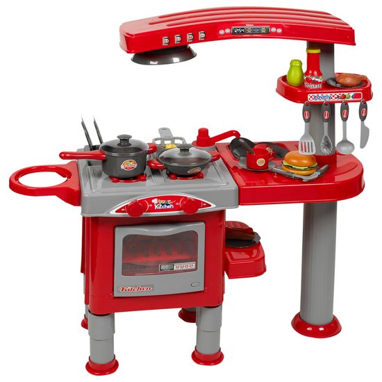 Velká dětská kuchyňka s digestoří a příslušenstvím Red Kitchen