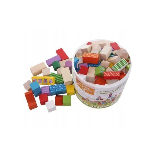 Ecotoys sada dřevěných kostek 50 ks v boxu