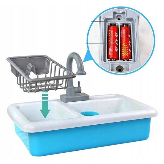 Dětský dřez s tekoucí vodou a nádobím Wash Up