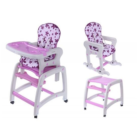 Ecotoys jídelní židlička s houpačkou 3v1 fialová