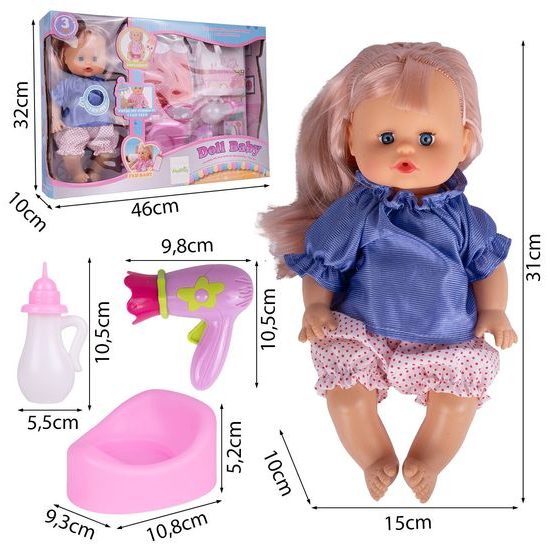 Mluvící panenka s příslušenstvím Baby Doll 31 cm