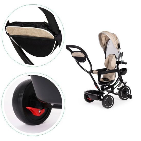 Ecotoys dětská tříkolka s otočným sedadlem Trike 2v1 béžová