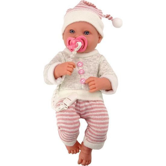 Panenka miminko se sveříkem a pruhovaným oblečením + dudlík růžový