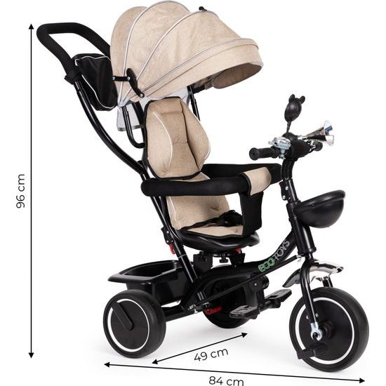 Ecotoys dětská tříkolka s otočným sedadlem Trike 2v1 béžová