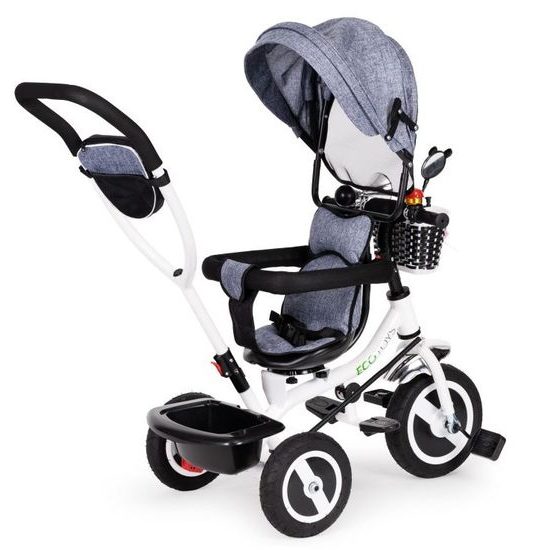 Ecotoys dětská tříkolka s otočným sedadlem šedá - gumová kola
