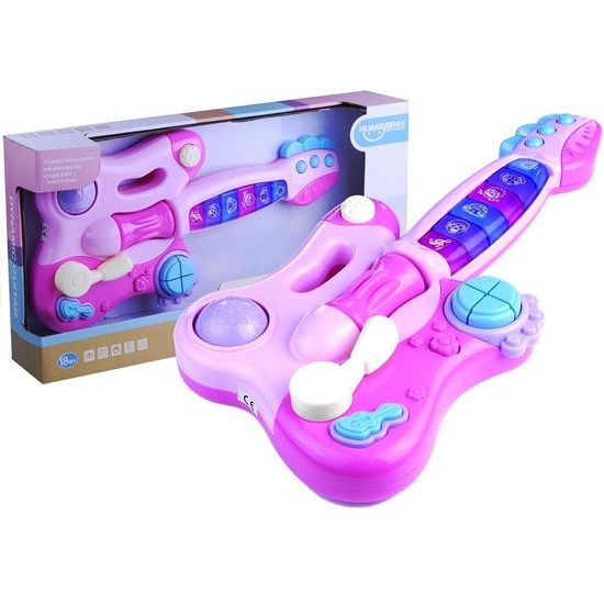 Interaktivní svítící kytara s piankem Haunger růžová