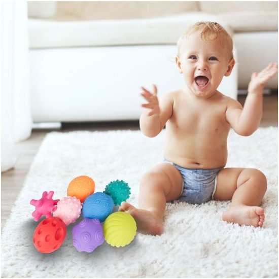 Senzorické míčky pro nejmenší Soft Rubber Ball 8 kusů