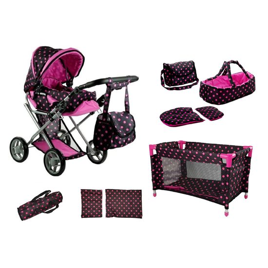 Alice kočárek 9346 pro panenky 5v1 černý