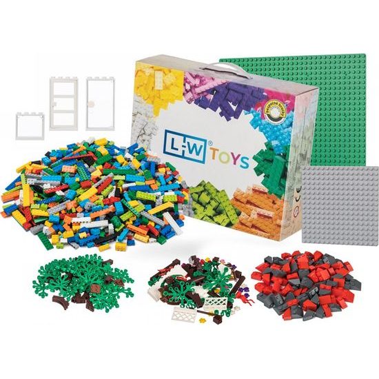 Stavebnice s kreativními doplňky, 2 ks základová deska, 1 set