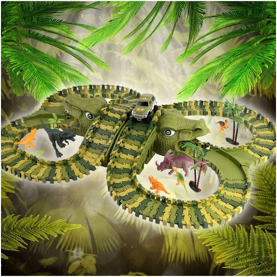 Autodráha s autíčkem na baterie a dinosaury 200 dílků Dino Track