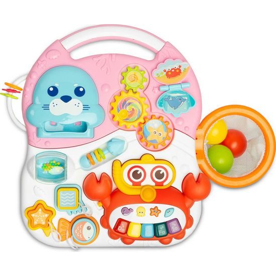 Odstrkovadlo a edukační stůl 2v1 Spark - růžová