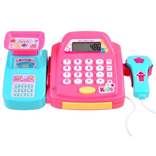 Dětská elektronická pokladna s kalkulačkou Deluxe Shopping růžová