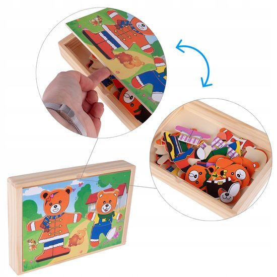 Dřevěná ukládačka s medvídky Bear Dress