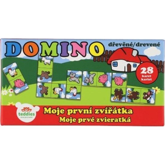 Dřevěné Domino Moje první zvířátka - společenská hra, 28ks