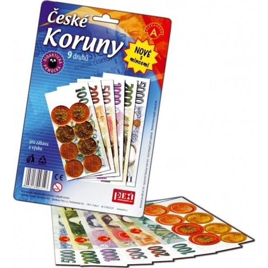 České koruny peníze + mince do hry