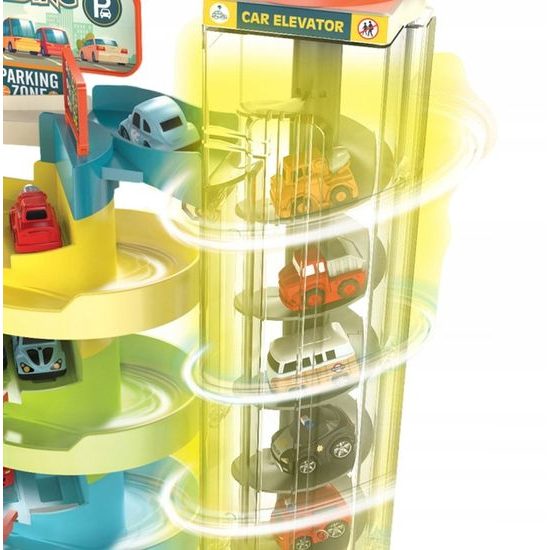 Doris parkovací garáž s výtahem na baterie a 6 autíčky Building Garage