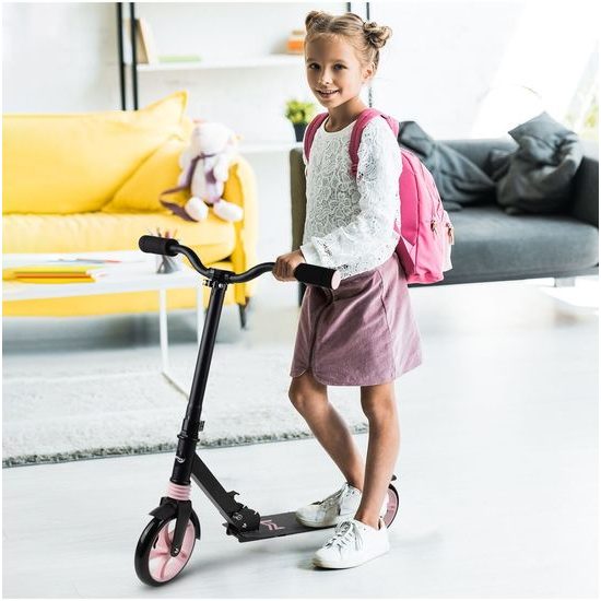 Dětská skládací koloběžka Black Scooter s růžovými koly
