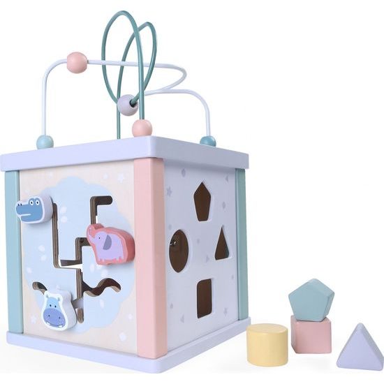 Dřevěná vzdělávací kostka s hodiny ECOTOYS