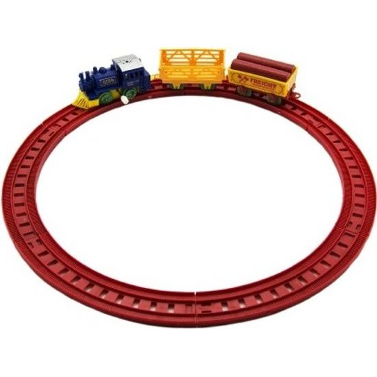 Vlak na klíček + 2 vagónky s kolejemi - mix 2 barvy