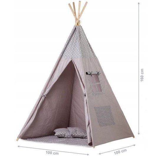 Ecotoys dětský indiánský stan TeePee Šedé hvězdičky