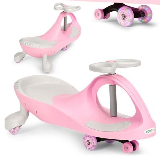 Ecotoys gravitační odrážedlo se svítícími koly Spinner - růžové