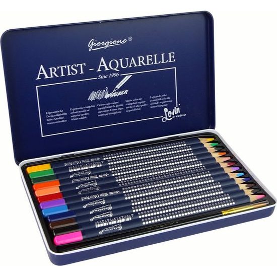 Sada 12 akvarelových pastelek v kovové nádobě