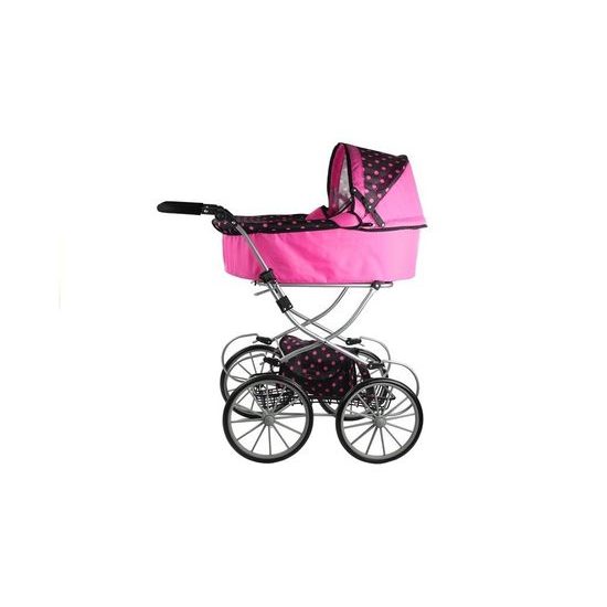 Kočárek pro panenky Alice retro růžovo-černý
