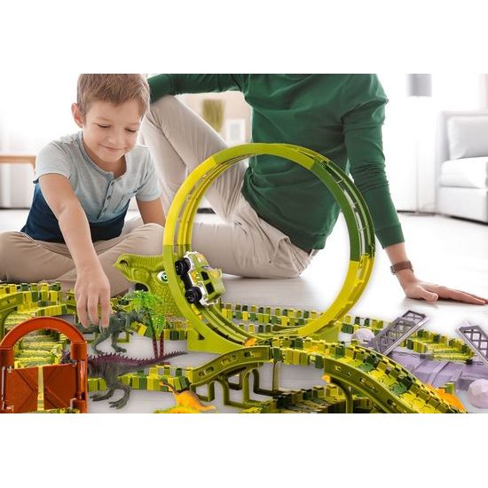 Autodráha s autíčkem na baterii a dinosaury 324 dílků Dino Track