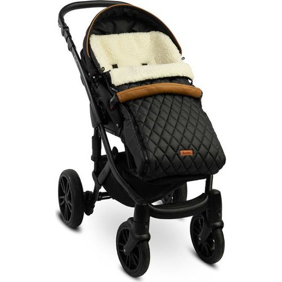 Zimní fusak do kočárku s vlněnou vložkou - černá