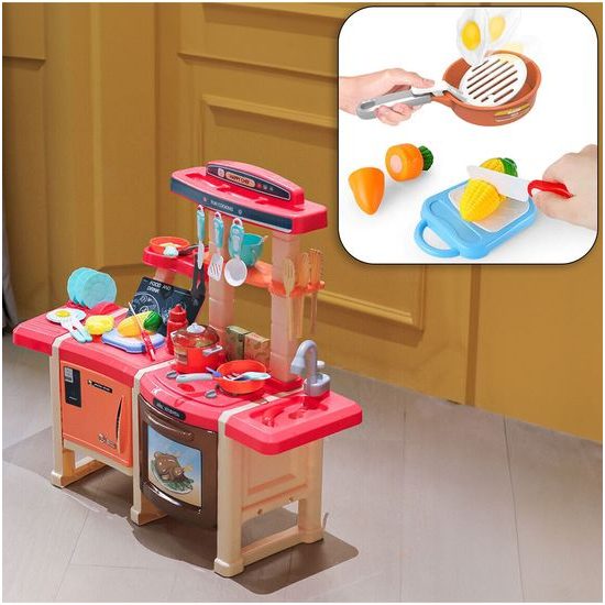 Velká dětská kuchyňka s tekoucí vodou, zvuky a světly Simulation Kitchen - růžová