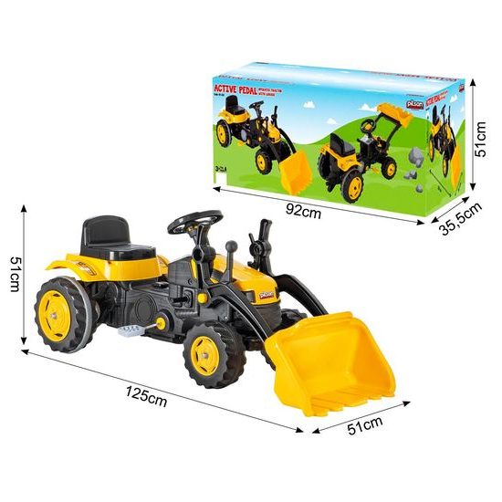 Dětský šlapací traktor s radlicí Active Pedal žlutý