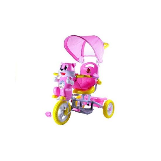 Dětská tříkolka s vodící tyčí Kočička růžová