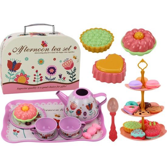 Čajový set a stojan na dorty v kufru