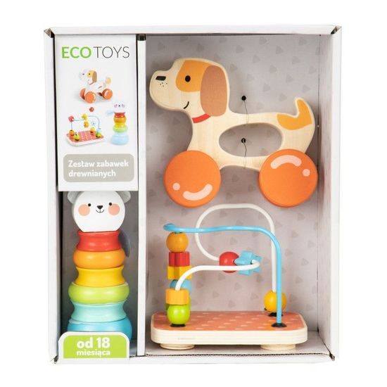Ecotoys sada 3 dřevěných hraček pro nejmenší Wooden Toys