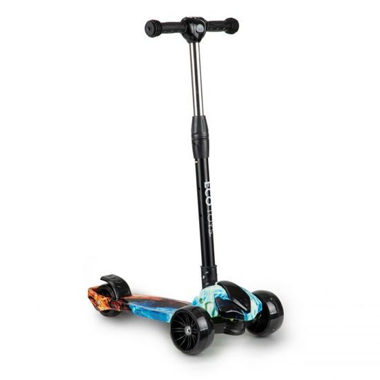 Ecotoys dětská koloběžka černo-modrá se svítícími koly