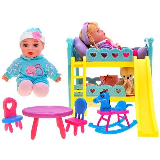 Panenky Jessica a Charlie s postýlkou a příslušenstvím Baby Bed
