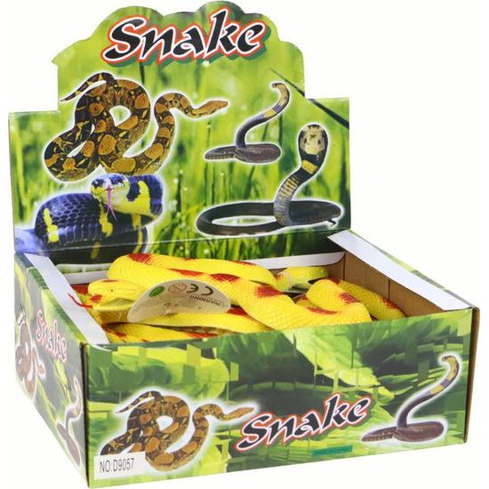 Umělý gumový had žlutý s červenými skvrnami