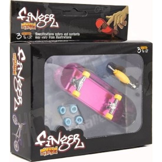 Skateboard prstový šroubovací s doplňky - mix 4 barvy