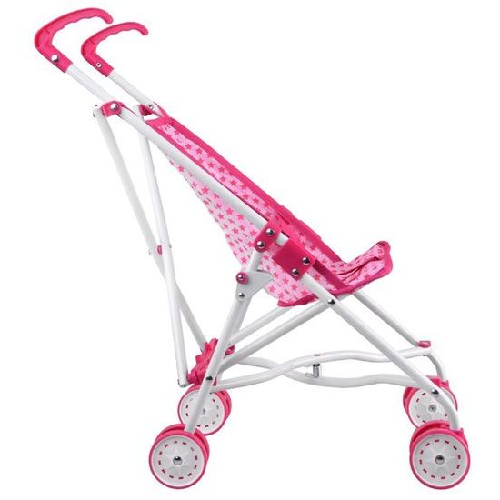 Golfový kočárek pro panenky Alice růžový s květinkami