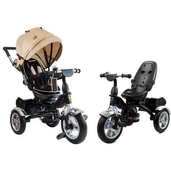 Majlo Toys multifunkční tříkolka s nafukovacími koly PRO500 béžová