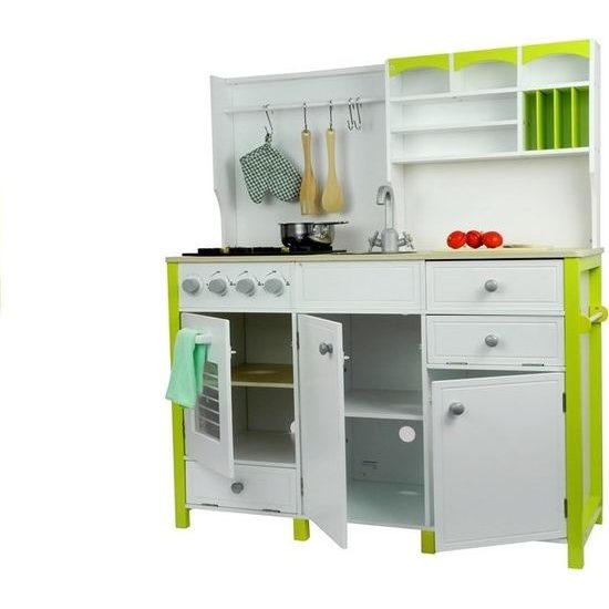 Dětská dřevěná kuchyňka - bílo/zelená